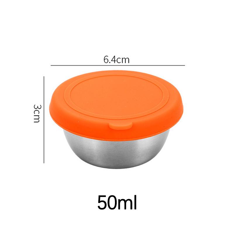 304 Stainless Steel Sauce Cup with Sealed Lid Salad Tomato Dressing Small Dipping Saucer Bowl Sushi Bento Condiment Containers