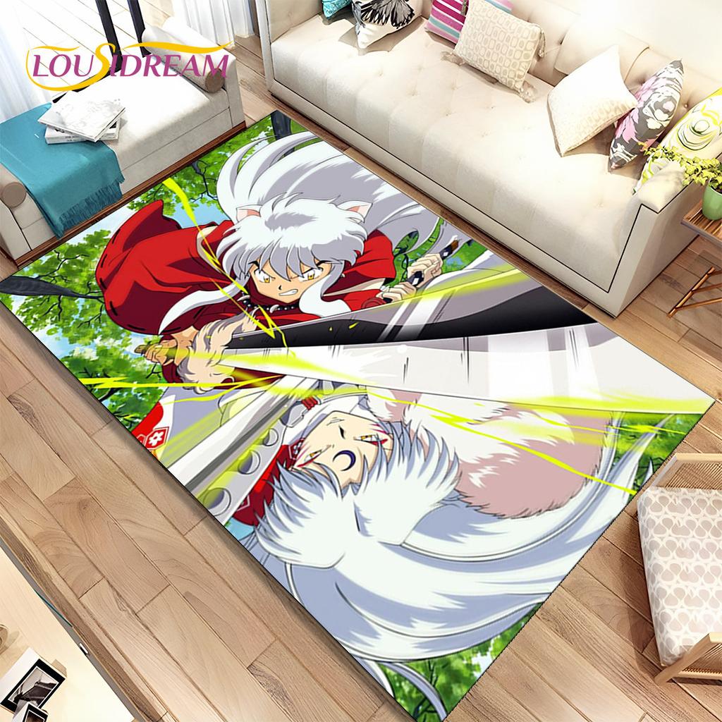 Anime Inuyasha Cartoon Area Rug Large,Carpet Rug for Living Room Bedroom Sofa Doormat Decoration,kids play Non-slip Floor Mat 3D