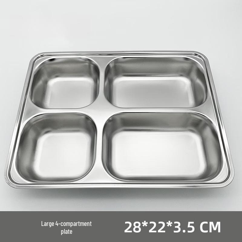 Wuhe Stainless Steel 4-Compartment Divided Dinner Plate