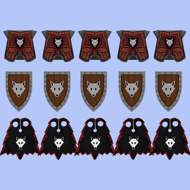 MOC Medieval Building Blocks Character Accessories Shields Armor Vests Warhorses Flags Set Mounts Toy Gifts Compatible Bricks