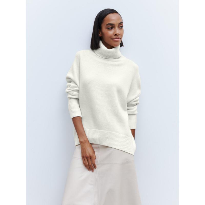 Autumn and Winter Turtleneck Women Sweater Loose Long Sleeve Casual Pullover Knitted Sweater Tops Fashion Loose Solid Color Clothes 1450