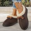 Autumn and Winter New Round Head Bow Cover Foot Wool Cotton Shoes Women's Cross-border Warm and Velvet Short Snow Boots