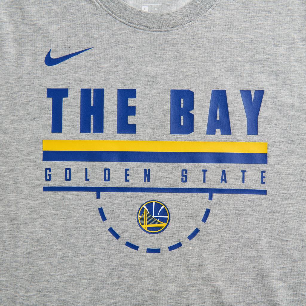 Nike NBA Collaboration Dri-Fit Golden State Warriors T-Shirt Logo Letter Crew Neck Quick-Dry Short Sleeve Kids Tops Gray 3Z2B7BAW3-WAR