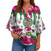 3/4 Sleeve Shirts For Women Cute Print Graphic Tees Blouses Casual Plus Size Basic Ruffled Sleeve Tops Pullover