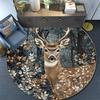 Elk Round Area Rug,Carpet Rug for Living Room Bedroom Sofa Playroom Decor,Non-slip Floor Mat