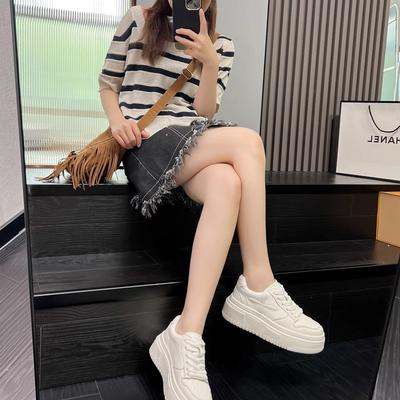 Whole Cowhide Inner Height-increasing Board Shoes Versatile Trendy Spring New Platform White Shoes Casual Leather Board Shoes Women