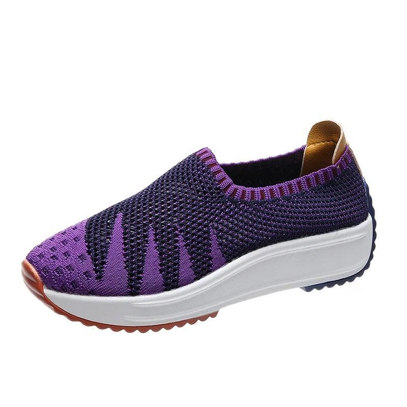 Fashion Sock Shoes for Women Mesh Platform Women Sneakers Fashion Breathable Casual Shoes Slip on Light Women Running Shoes Plus Size 43