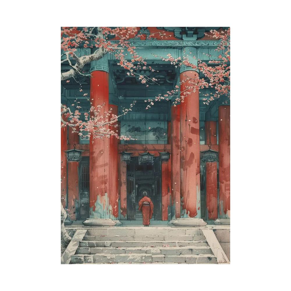 Japanese Landscape Samurai Geisha Bonsai Torii Gate Sakura Art Poster Canvas Painting Wall Prints Picture for Room Home Decor