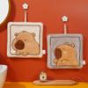 Kapibara Cute Cartoon Hanging Hand Towel Coral Fleece Thickened Hand Towel Kitchen Bathroom Absorbent Handkerchief