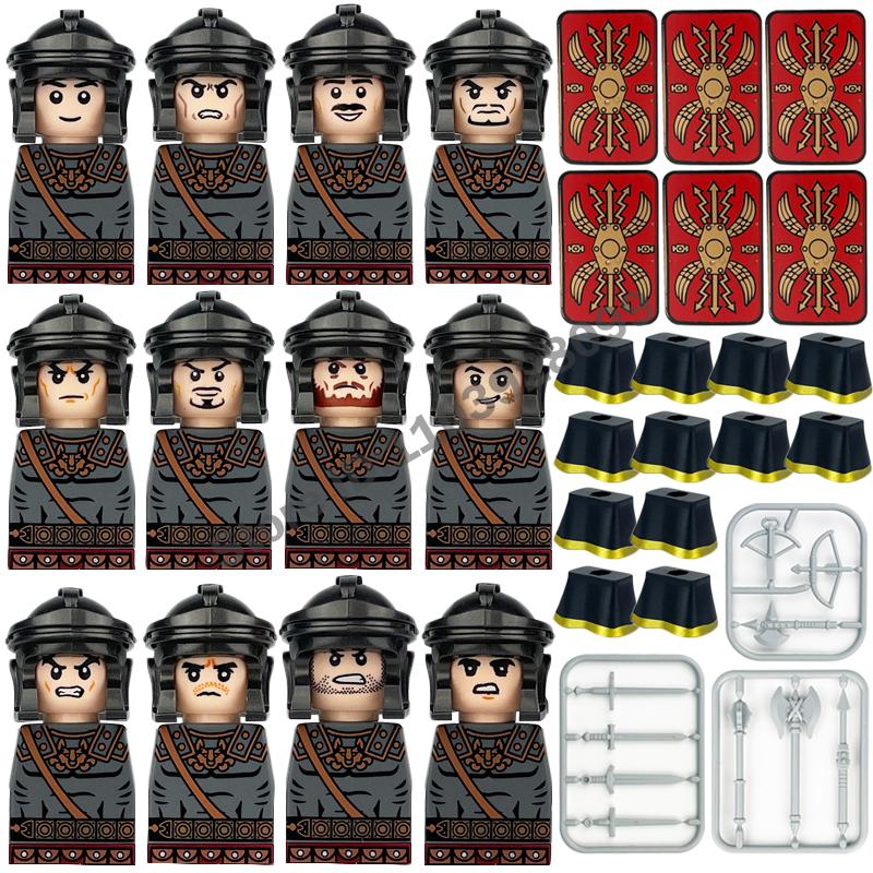 Medieval Military Building Blocks Roman Officer Soldier Knight Imperial Army Head Of State Elf Hunter Lion King War Horse Brick