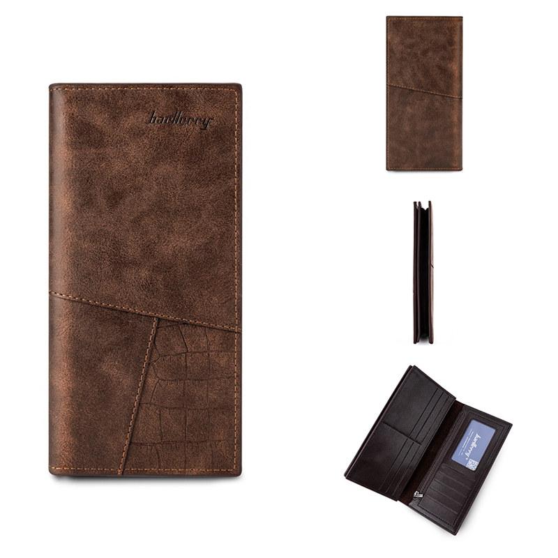 

Baellerry мужские модные длинные кошельки из искусственной кожи двойной кошелек визитница кошелек для монет сумки для денег 18.7*9.5*2cm кофейный