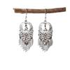 Ethnic Miao Silver Tassel Earrings - Retro Long Dangle Scenic Studs for Women