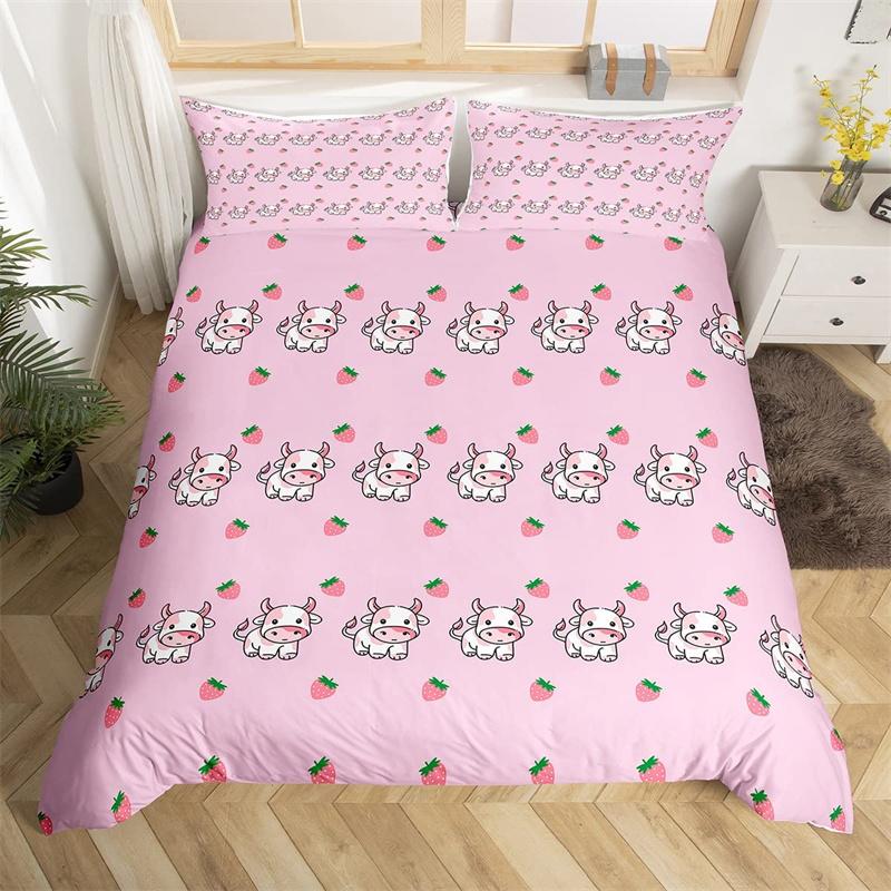 Lovely Baby Elephant Flowers Duvet Cover Set Cute Cartoon Animals Bedding Set Giraffe Quilt Cover Twin Full For Girls Boys Gift