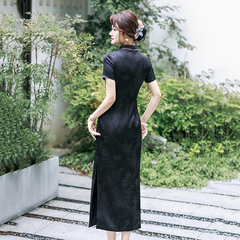 Black national style new Chinese Suzhou long cheongsam improved young 1011 new women's high-end mother dress