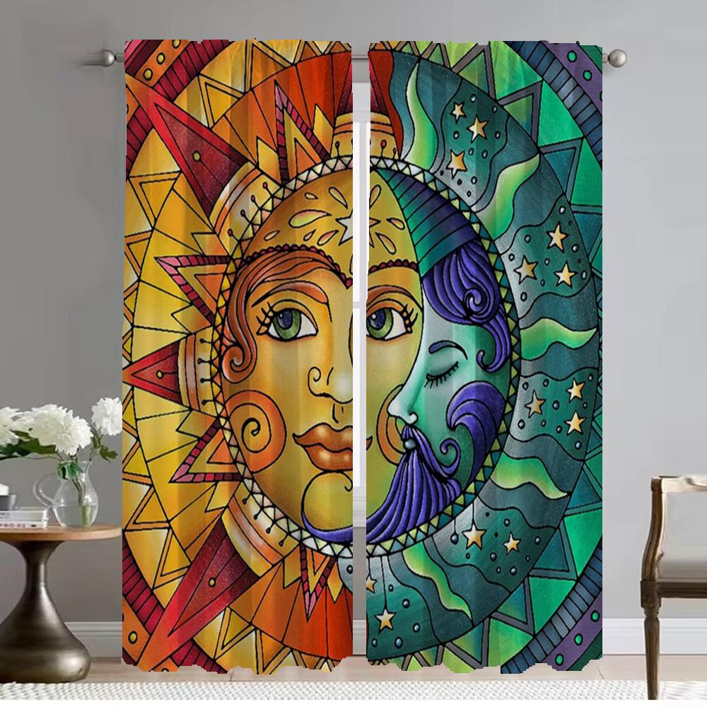 African Style Window Curtain for Room 2 Panel Home Interior Curtains for Camera Halloween Decoration Partition Shades Living