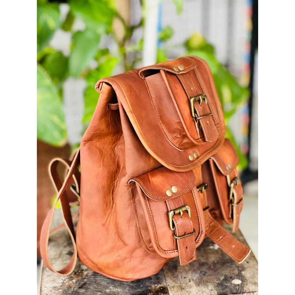 New Goat Leather Backpack Bag Leather Rucksack Vintage