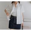 Korean Style Commuting Loose Short-sleeved Shirt for Women Summer Thin Design Versatile Shirt