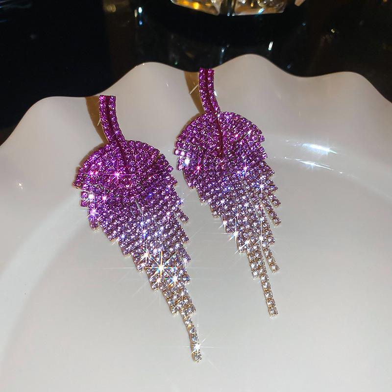 Hochwertige Silbernadel Zirkon Blume Fransenohrringe Europäische und Amerikanische Leichter Luxus Temperament Ohrringe Retro Nischenohrringe