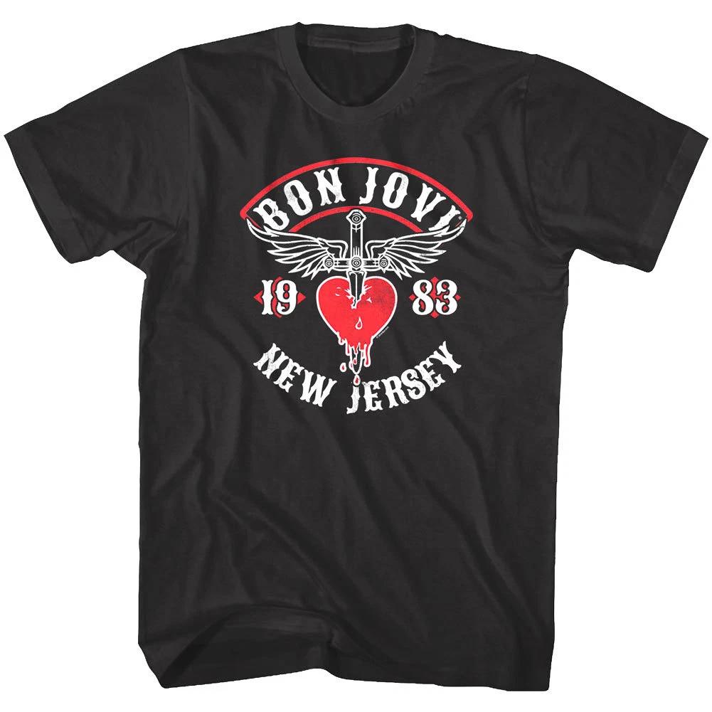 Bon Jovi New Jersey 1983 Мужская футболка Рок-группа Альбом Музыка Концертный Тур Мерч XL