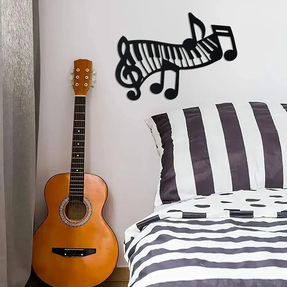 Room Decor Iron Piano Music Notes Wall Art, Elegant Abstract Metal Plaque, Versatile Wall Decor, with Reusable Design