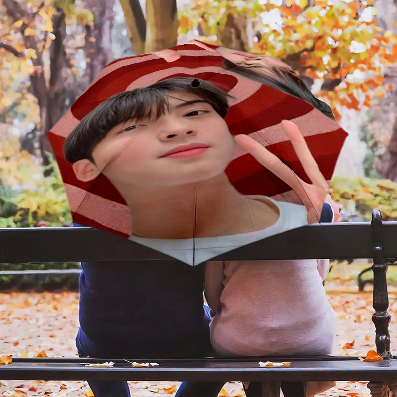 1 PC Automatic Folding Umbrella - Cha Eunwoo Pattern Portable Foldable Design With 8 Ribs Christmas Birthday Gifts