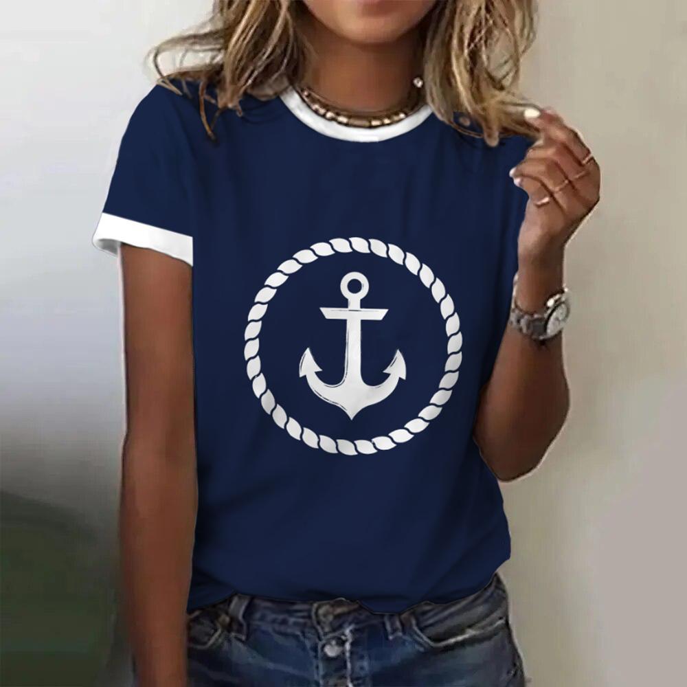 Summer Boat Anchor 3D Print Women's T-Shirts Women Casual Short Sleeve T Shirt Fashion O-Neck Tees Harajuku Tops Female Clothing