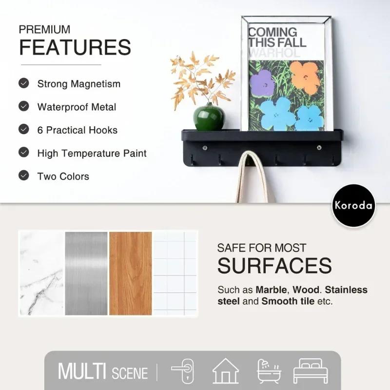 Wall Keychain Self-adhesive Key Holder Household Wall Mounted Storage Bag Householdwith Door Entry Channel and Office Hook Black