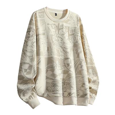 Printed Round Neck Fashion Sweatshirt Long Sleeve Sports Pullover Men's Top