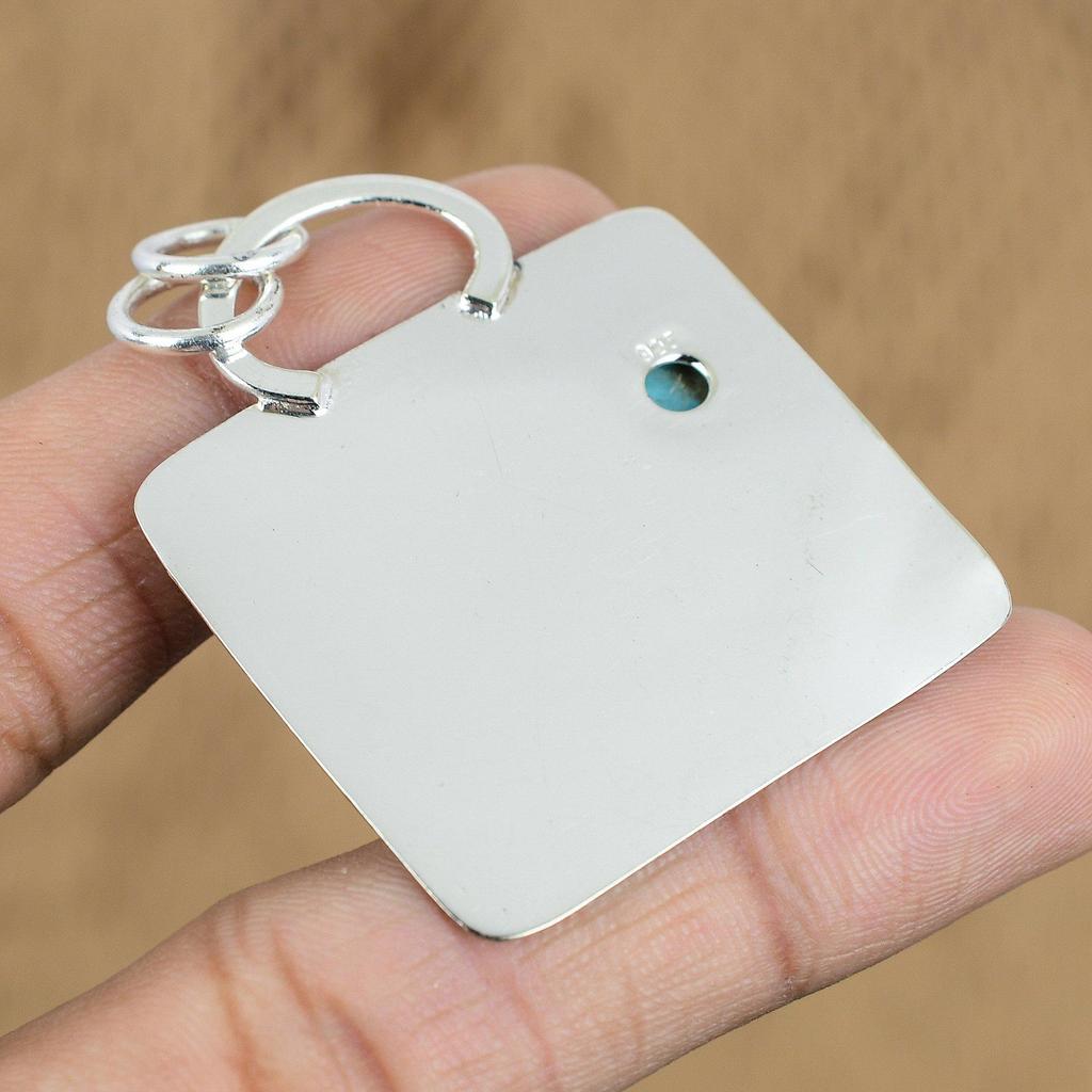 Sterling Silver Round Mosaic Ballon Jasper Gemstone Unique Wife Pendant Jewelry