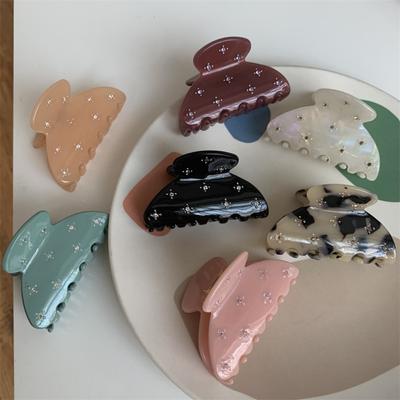 Semicircle Rhinestone Acetic Acid Hair Clip Korean Style Shark Clip Headwear Girls Hair Claw