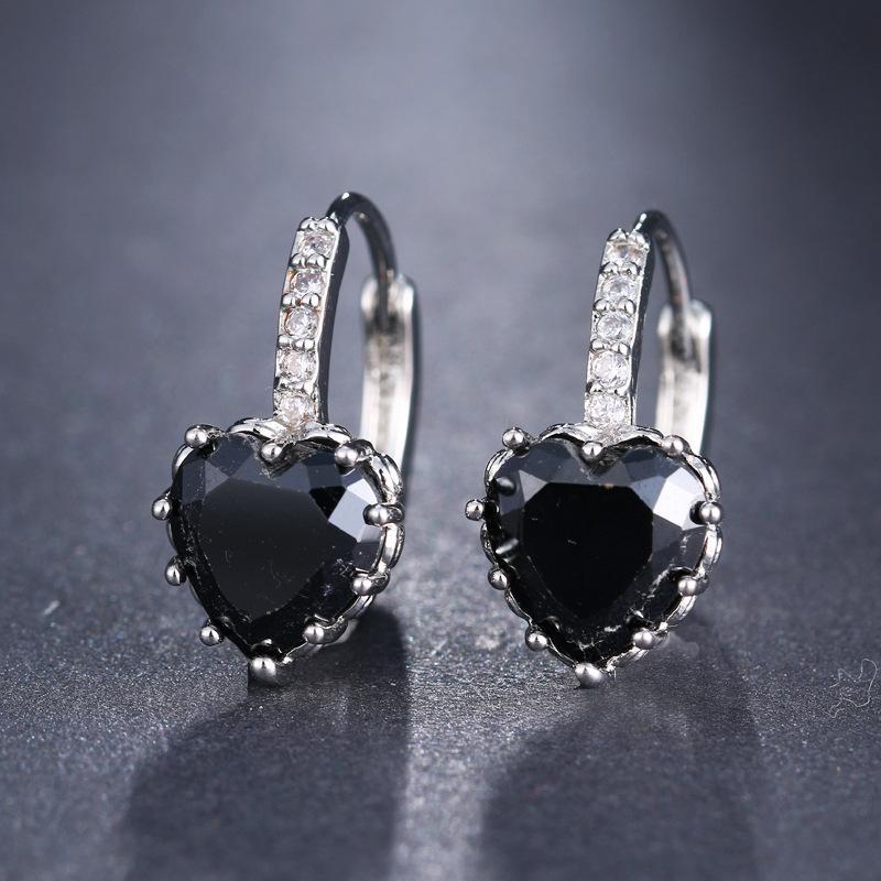 1 Pair Classic Fashion Heart-Shape High Quality Zirconia Hoop Earrings For Trend Women Lovely Birthday Jewelry Gift