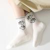5pairs/set Children's Lovely Animal Boys Socks White Cute Dog Cotton Socks Cartoon Girls Spring Summer Striped Dog Sock