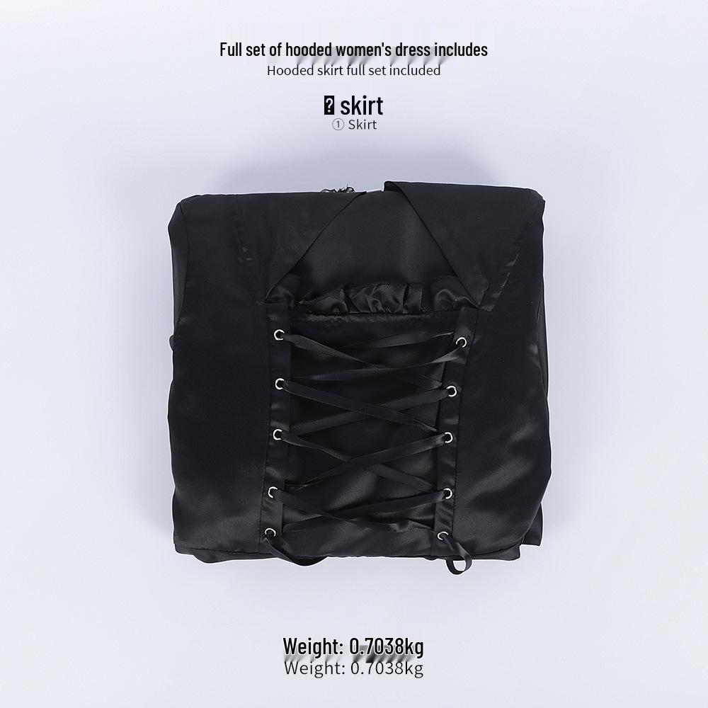 Gotische Hexe Übergröße Kapuzen-Renaissance-Kleid Kostüm M black