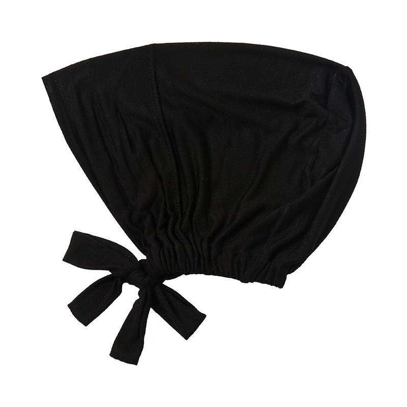 Modal Mercerized Cotton Elastic Drawstring Base Cap Solid Color Women's Hijab