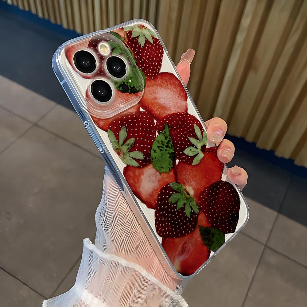 Luxury Korean Style Strawberry Phone Case For Xiaomi Redmi Note 13 12 12S 12C 11 10 10C 13C 10s A2 A3 Pro Plus 4G 5G TPU Cover