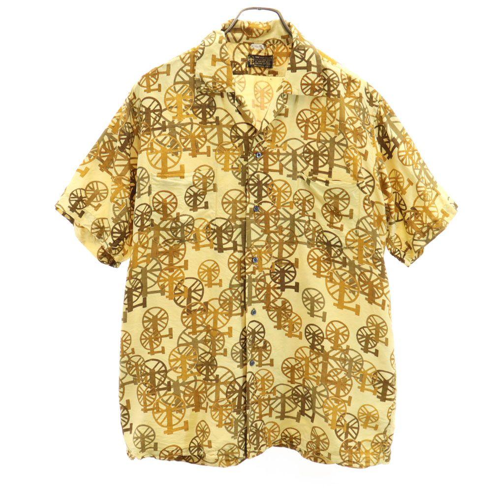 THAI SILK 60s 70s 100% Silk Vintage Overall handle Short sleeve Open collar shirt Men's Used