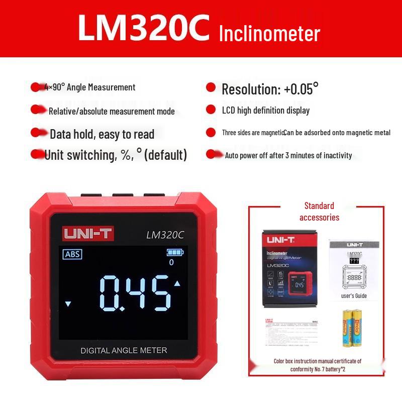 UNI-T LM320C Dual Magnetic Digital Inclinometer with High-Precision Display Measurement LM320C