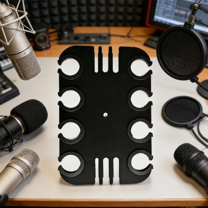 8 Slot Microphones Stand Holder Tray For Studio Recording Stage Performances Of Carbon Steel