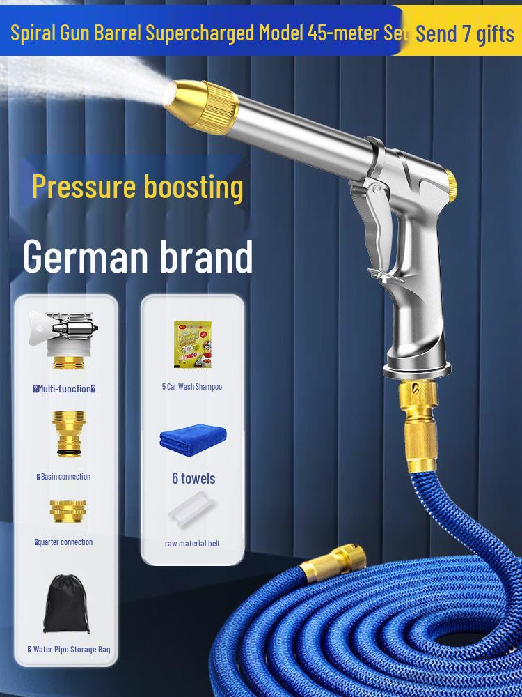 High-Pressure Car Wash Water Gun with Telescopic Hose and Powerful Nozzle for Home Use