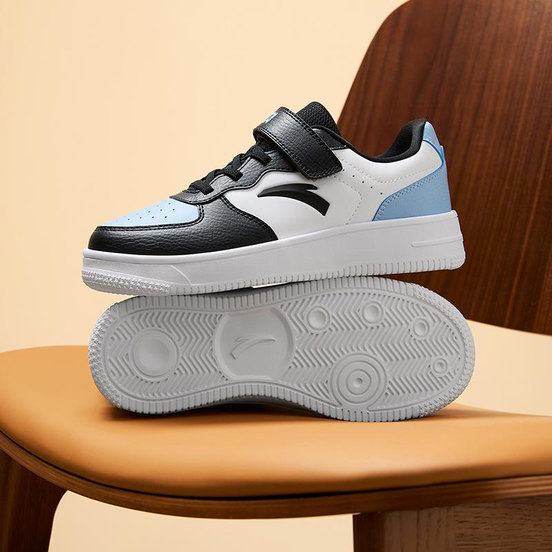 Anta Fashionable Comfortable Durable Lightweight Shock Absorbing Non-Slip Low-Top Skate Shoes Kids Sneakers Black Blue White A12448088-2