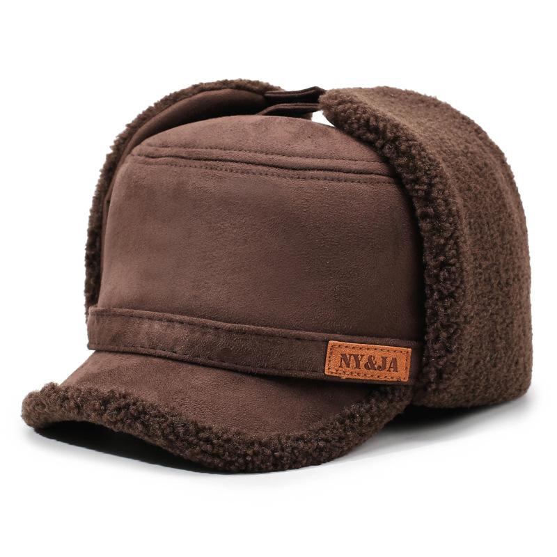 

Теплая шапка-ушанка мужская для мужчин среднего и пожилого возраста, зимняя шапка для защиты ушей, мужская бархатная толстая шапка кофейный