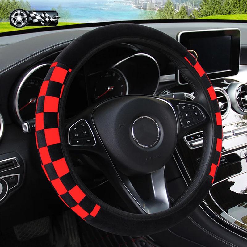 Auto Decoration Car-styling Universal Plush Fabric Diameter 38cm Car Steering Wheel Cover Fit for Most Cars Auto Steering Covers