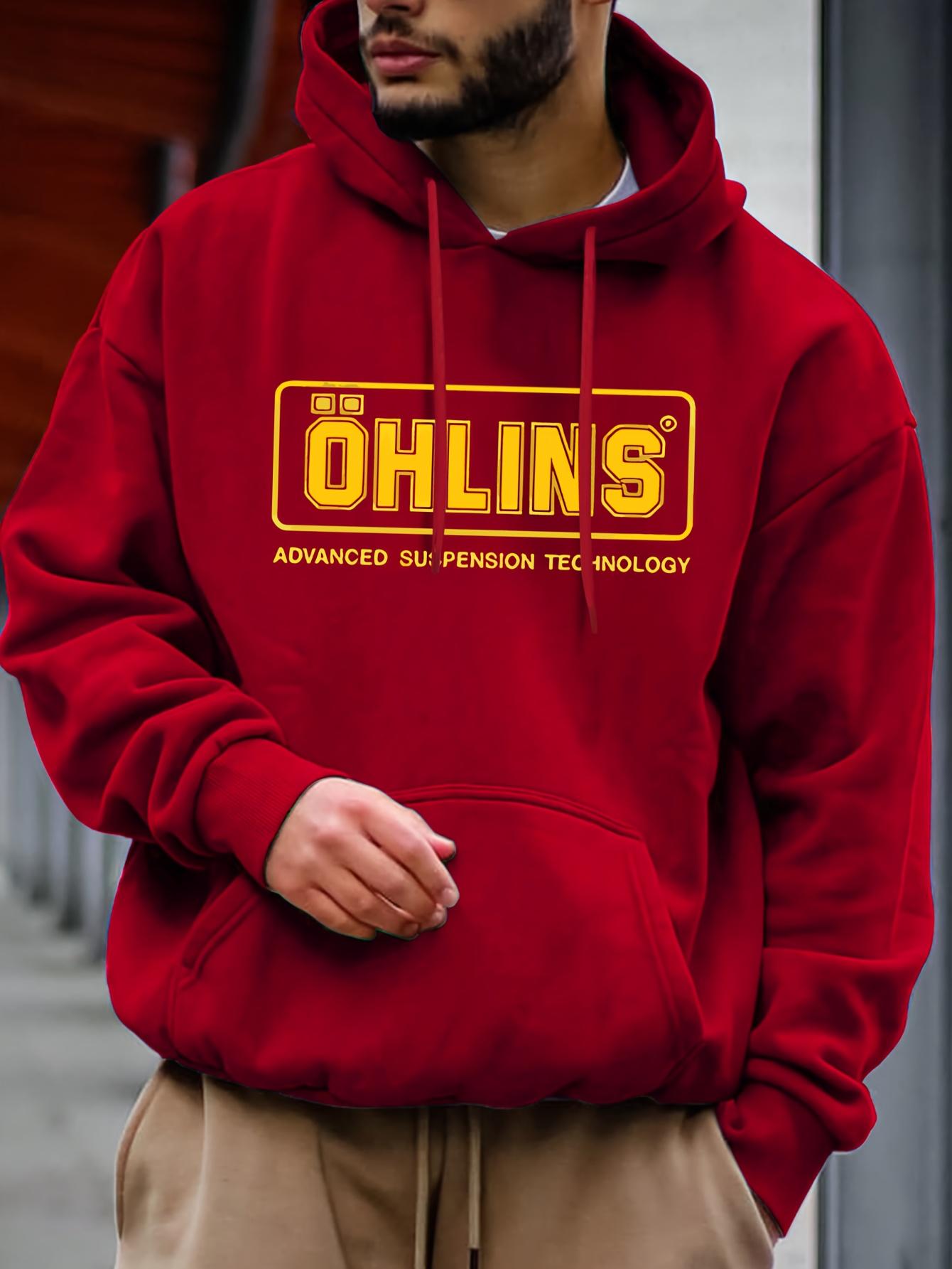 

[Ohlins Hoodie] Ohlins Unisex Thermal Hoodie | 100% Polyester Loose Fit Long Sleeve Bold Yellow Logo Advanced Suspension hoodie M