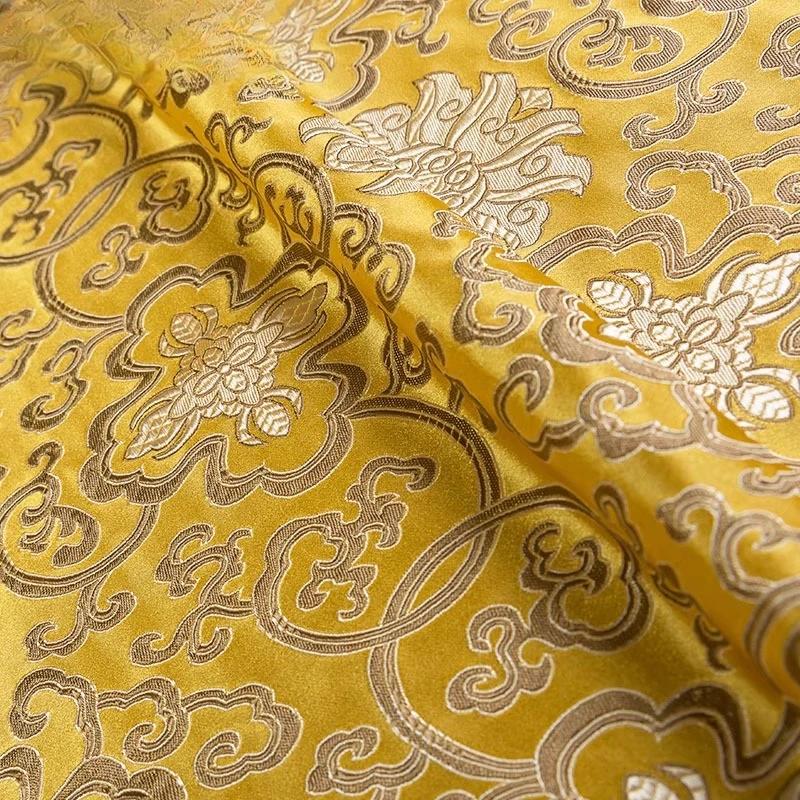100x150cm Brocade Faux Silk Metallic Gold Fabric Spring Summer Sofa Cushion Qipao Tang Suit Material Breathable
