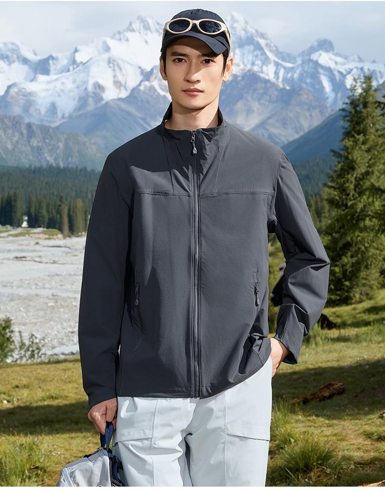 Customizable Stand Collar Windbreaker: Team Logo, Casual Outdoor Jacket, Windproof for Spring & Autumn.