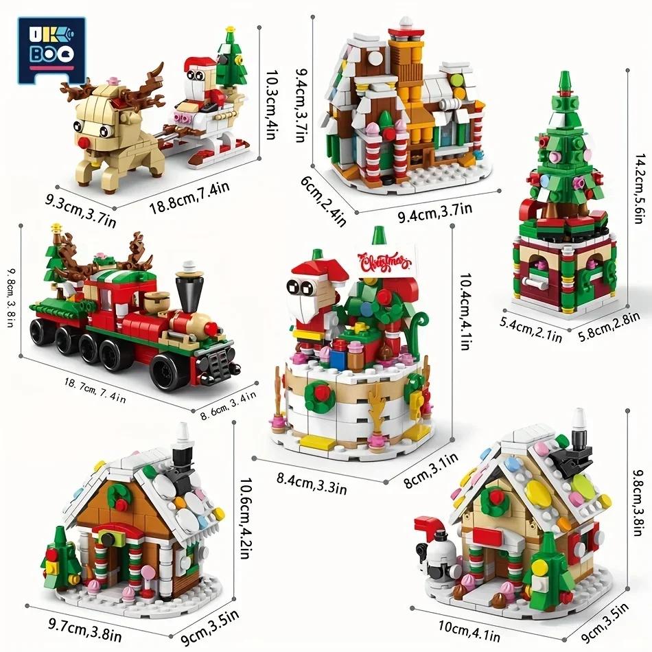 Non-Toxic Advent Calendar Christmas Building Blocks Set Christmas Toys Includes Santa Claus Train House Blocks Gift For Kid Children