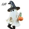 Halloween Ghost Figurine Resin Figurine Vintage Cute Holding Mysterious Witchy Tabletop Display Pumpkin Lantern Statue for Indoor Home Table