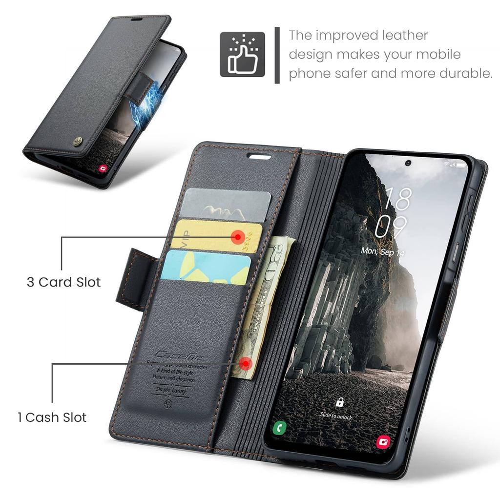 Für Samsung Galaxy A17 mit Kartenhalter, Brieftaschen-Hülle mit RFID-Blockierung, Strapazierfähiger Leder-Ständer, Magnetischer Verschluss, Stoßfest
