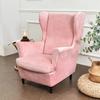 Velvet Wing Chair Cover Stretch Spandex Armchair Covers Removable Wingback Sofa Covers With Seat Cushion Cover Footstool Cover