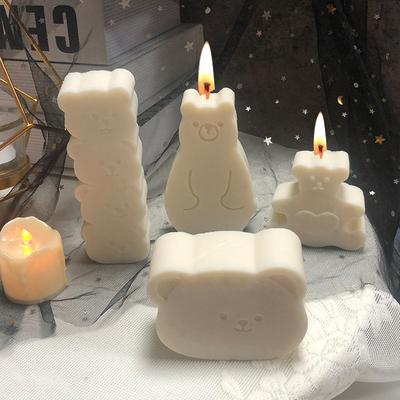 Cartoon Little Bear Silicone Candle Mold Soap Mold DIY Columnar Love Bear Head Geometric Candle Making Crafts DIY Home Decor